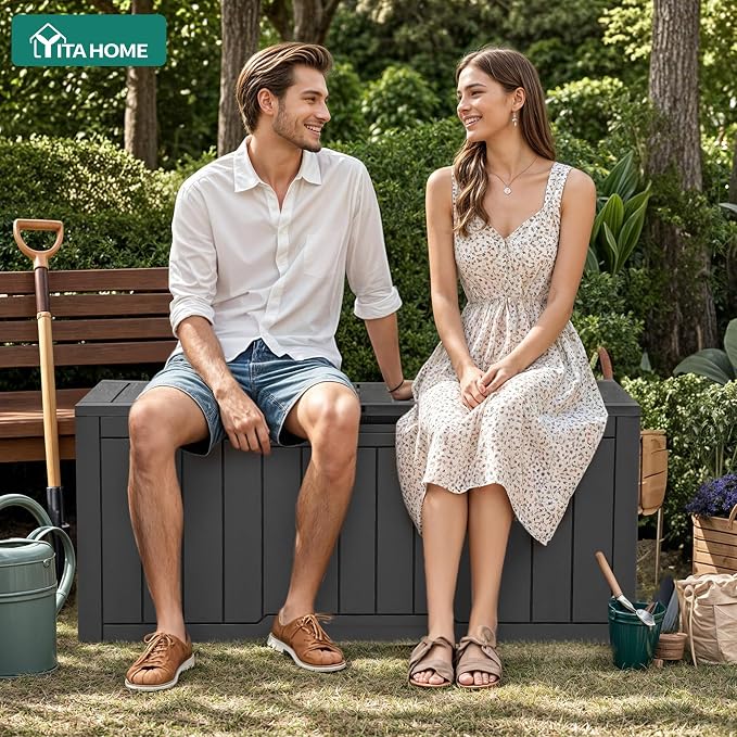 YITAHOME 100 Gallon Outdoor Storage Box | Large Water Resistant Resin Deck Box - Image 2