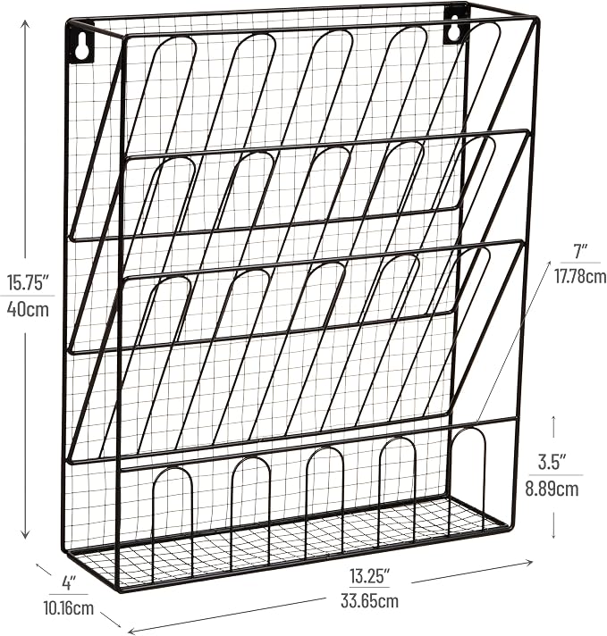 Mind Reader Metal Wire Desktop Organizer, Vertical File Holder, Hooks and - Image 3