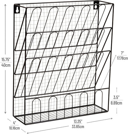 Mind Reader Metal Wire Desktop Organizer, Vertical File Holder, Hooks and - Image 3