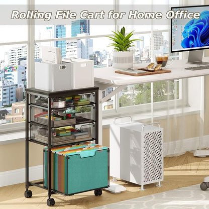 Sbanmao Rolling File Cart with 4 Storage Drawers, Mobile File Cabinet with - Image 6