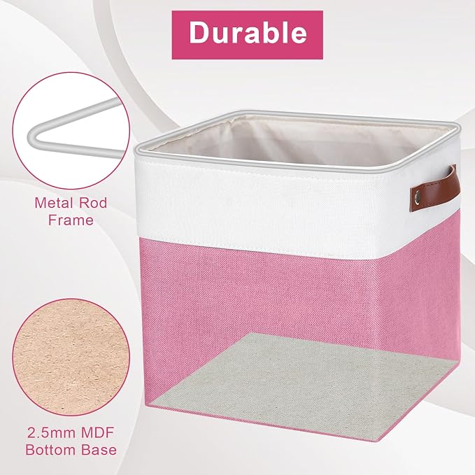 Collapsible Fabric Storage Cubes 11x11 Cube Storage Bins, 4 Pack Closet Baskets - Image 4