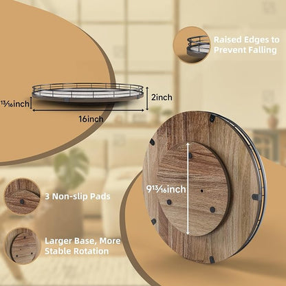 Acacia Wood 16" Lazy Susan Turntable Organizer - Image 2