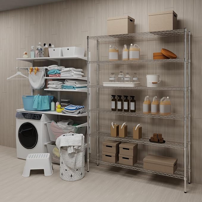 14" Deep x 60" Wide x 74" Height Wire Shelving Kit | 6-Tier | NSF Commercial - Image 2