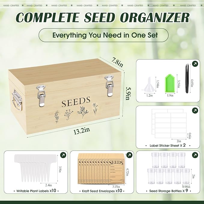 Bamboo Seed Storage Organizer, Large Garden Seed Organizer - Image 3