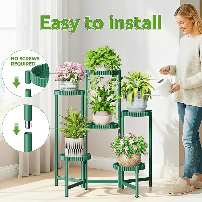 6 Tier Large Plant Stand Indoor, 7.9 Inch Wide Tall Corner Metal Plant Stands - Image 6