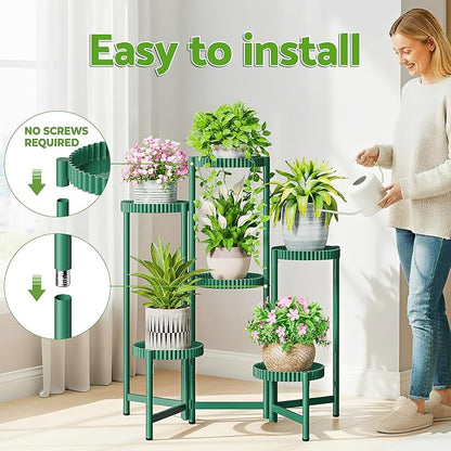 6 Tier Large Plant Stand Indoor, 7.9 Inch Wide Tall Corner Metal Plant Stands - Image 6