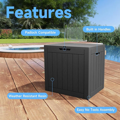 EasyUp 36 Gallon Deck Storage Boxes Outdoor Waterproof, Resin Small Lockable - Image 3