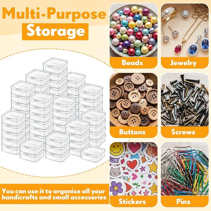 Jetec 6 Pieces Mini Plastic Clear Beads Storage Containers Box - Image 6