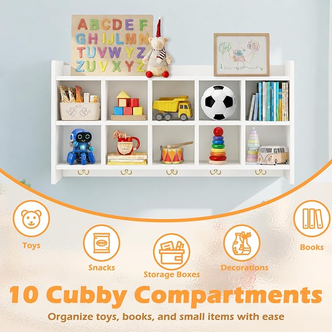 Wall Cubbies, 10 Cubby Storage Organizer - Image 5
