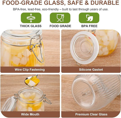 25oz Airtight Glass Jars with Lids, Beans & Spices - Image 4