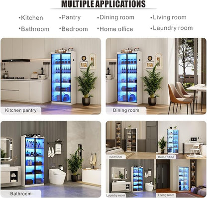 Display Cabinet with Doors and Adjustable Shelves, 5 Tier Display Case - Image 6