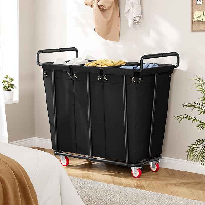 Large laundry hamper with Wheels, 360L 3 Bag Big Rolling Laundry Hamper Sorter - Image 8