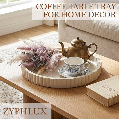 Round Decorative Trays & Coffee Table Tray, 11 Inch Fluted Coffee Table - Image 6