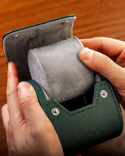 MR.OKAY Single Watch Travel Case -Classic Leather Watch Case - Image 6