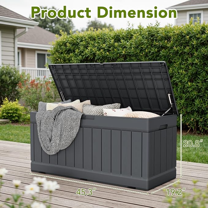 Devoko 78 Gallon Deck Box, Waterproof Resin Outdoor Storage Box - Image 4