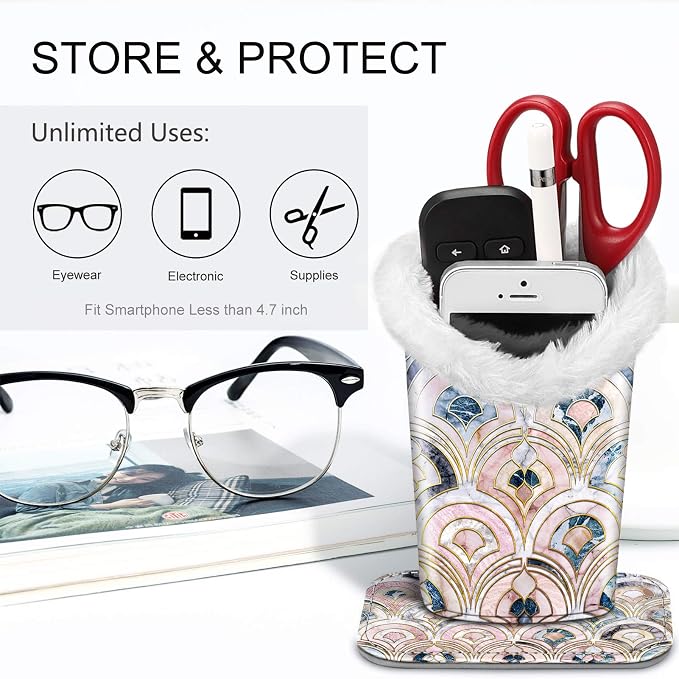 Fintie Plush Lined Eyeglasses Holder, Glasses Stand Case, Anti-scratch Glasses - Image 5