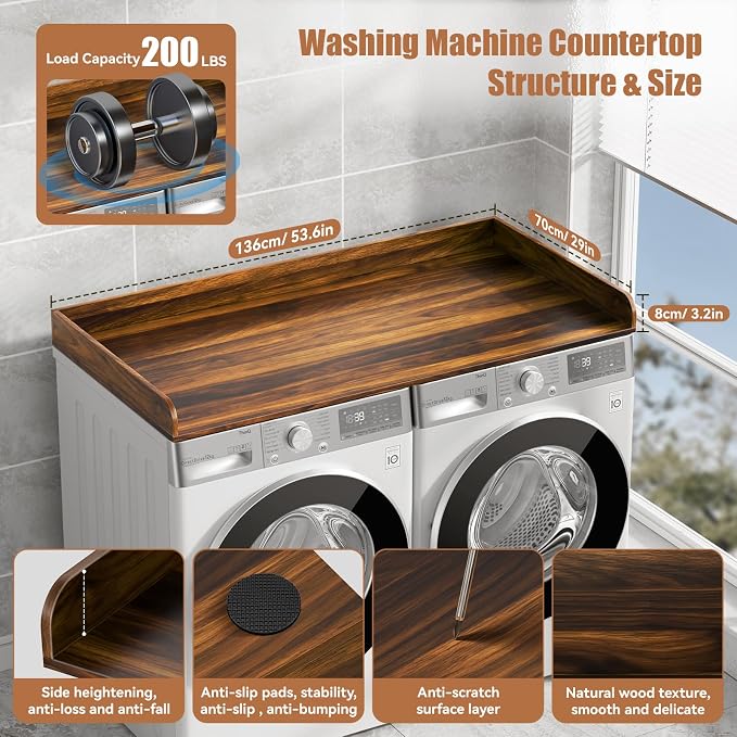 Washer Dryer Countertop, 27.5" D x 54" W Washer and Dryer Topper Covers - Image 3
