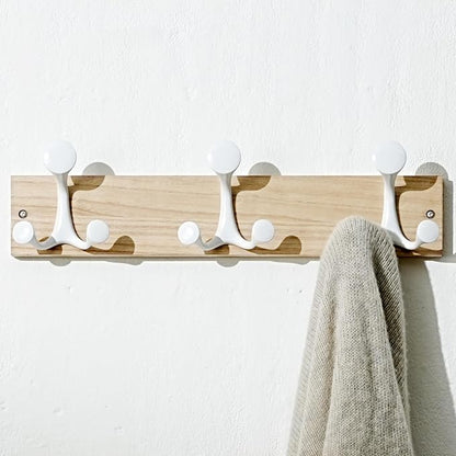SKOLOO 17-Inch Natural Wood Coat Rack Wall Mount - Image 2