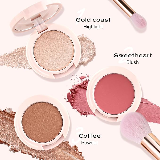 Color Nymph 3 Colors Contour Blush Highlighter Makeup Palette | 3-IN-1 - Image 3