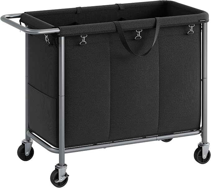 SONGMICS Laundry Basket with Wheels, 3-Section Rolling Laundry Hamper, 52.8 by SONGMICSbySONGMICSHOME