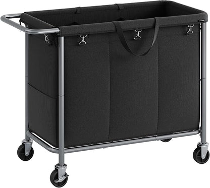 SONGMICS Laundry Basket with Wheels, 3-Section Rolling Laundry Hamper, 52.8 by SONGMICSbySONGMICSHOME