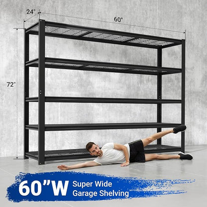 FLEXIMOUNTS 60" W Garage Shelving, 5 Tier Storage Shelves Load 1500LBS - Image 2