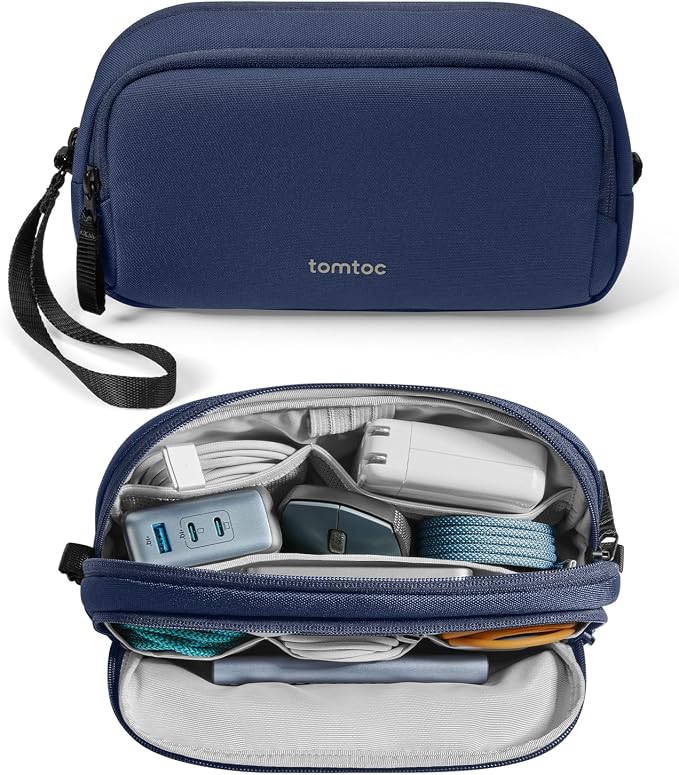 tomtoc Electronic Organizer Travel Case, Water Resistant Dual Compartment Tech by tomtoc
