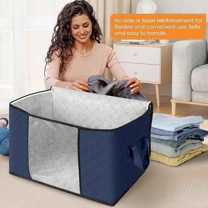 Fab totes 24 Gallons Clothes Storage, Foldable Thick Fabric Blanket Storage Bags - Image 3