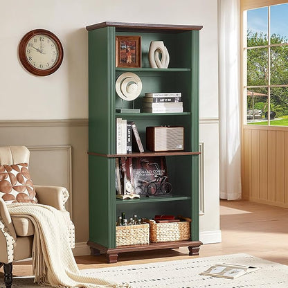 70" Tall Green Bookshelf, 5 Tier Wooden Book Shelf - Image 2