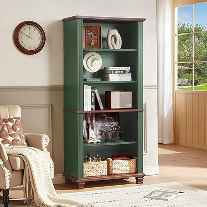 70" Tall Green Bookshelf, 5 Tier Wooden Book Shelf - Image 5
