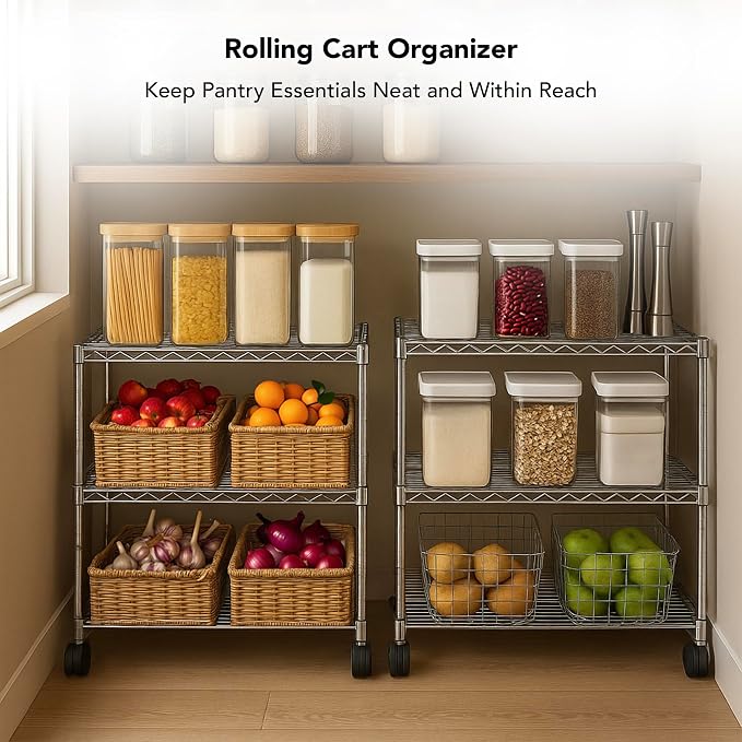 3 Tier Wire Shelving Unit Storage Rack, Metal Heavy Duty Utility Organizers - Image 4