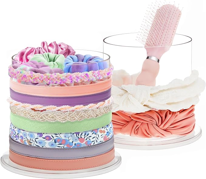 STORi Bella 2-Pack Headband and Scrunchie Holder | Clear Plastic Organizer by STORi