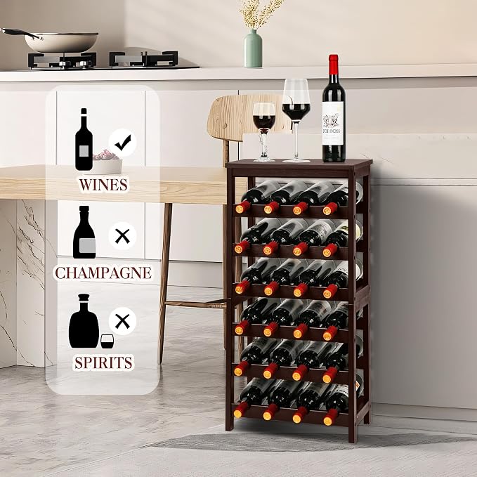 VASMIA Wine Rack Free Standing Floor, 6-Tier Display Wine Storage Shelves - Image 2