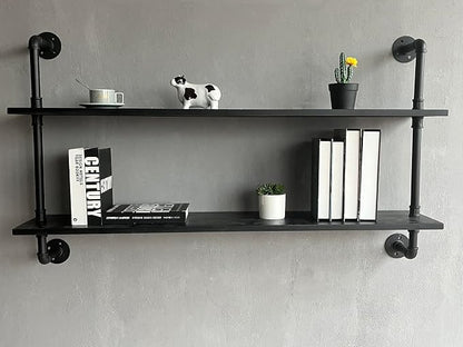 HDDFER Floating Bookshelf Shelves Industrial Pipe Shelving Pipe Shelves Rustic - Image 4