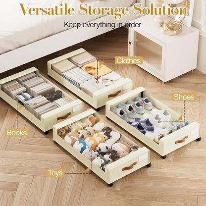 Yecaye Under Bed Storage with Wheels, 4 Pack Under the Bed Storage Containers - Image 7