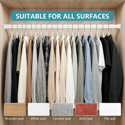 STARLATTA Heavy Duty White Closet Rod: 17-69 Inch Stepless Adjustable Clothes - Image 6