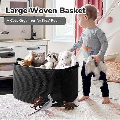 Goodpick Extra Large Storage Basket, 23.6" x 15.7" x 13.8" Rectangle Cotton - Image 2