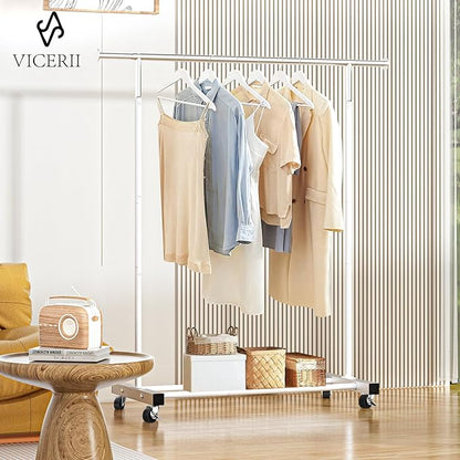 VICERII Clothing Rack, 55.51 Inch Heavy Duty Clothes Rack Rolling Garment Rack - Image 2
