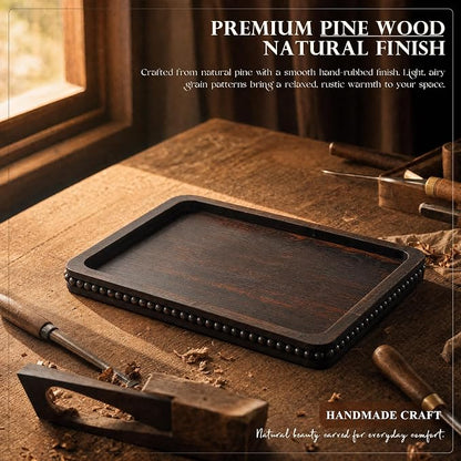 Pine Wood Sofa Arm Tray with Beaded Edge - Image 6