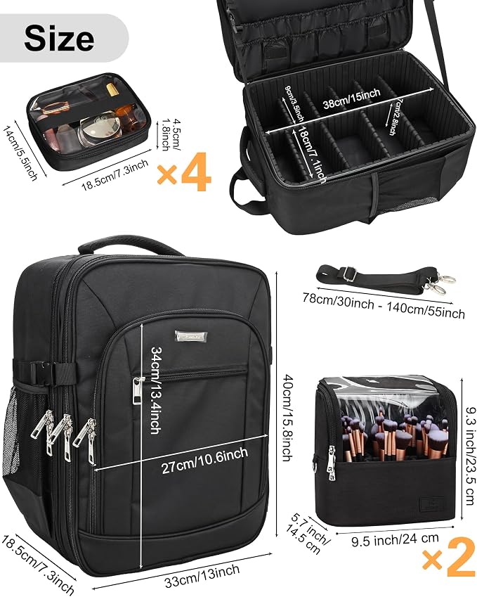 TANTO Makeup Backpack Makeup Artist Bag Professional Extra Large Cosmetic Bags - Image 5