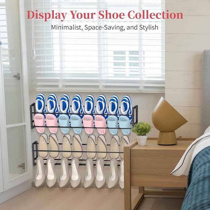 3 Pack Wall Mounted Shoe Rack for Narrow Spaces, Hanging Shoe Rack Holds 24 - Image 5