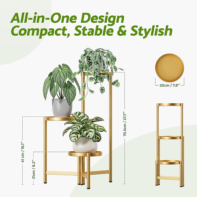 3 Tiered Plant Stand Indoor for Multiple Large Planter, Tall Heavy Duty - Image 3