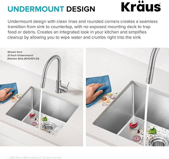 Kraus KHU111-25 Standart PRO 16 Gauge Undermount Single Bowl Stainless Steel - Image 8