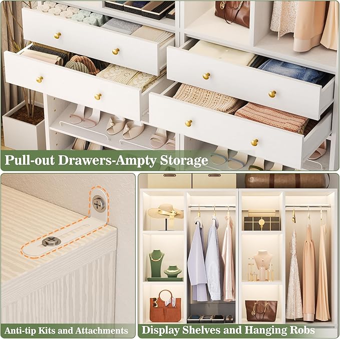 Besiost Closet System, 55.6"/4.7 FT Closet Organizer System - Image 4