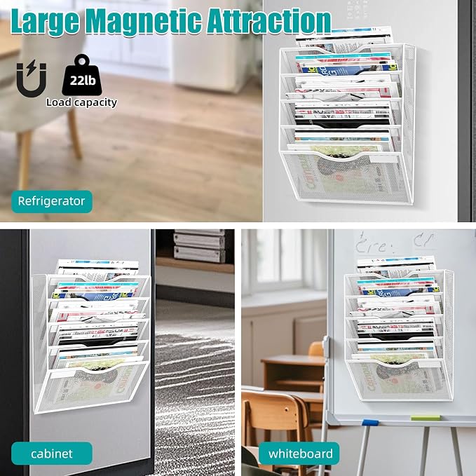 5-Tier Magnetic File Organizer, No Drilling Installation, Magazine Rack - Image 5