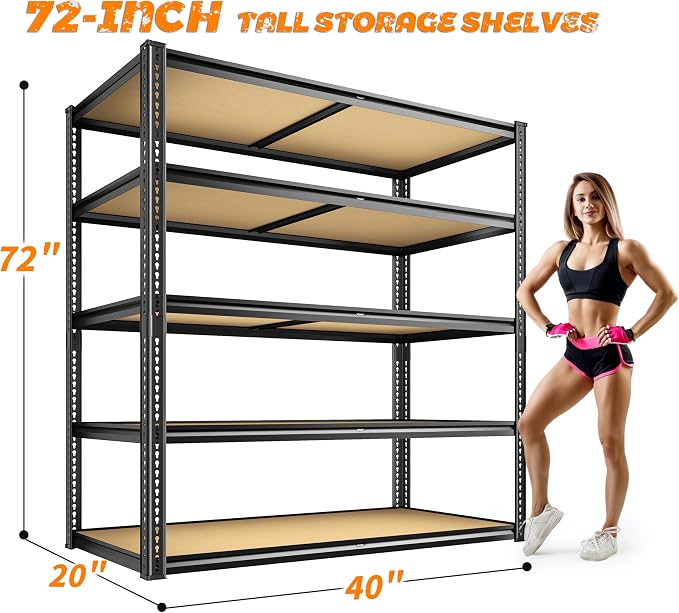 2300LBS Storage Shelves Heavy Duty 5 Tier Garage Storage Shelving, Adjustable - Image 3
