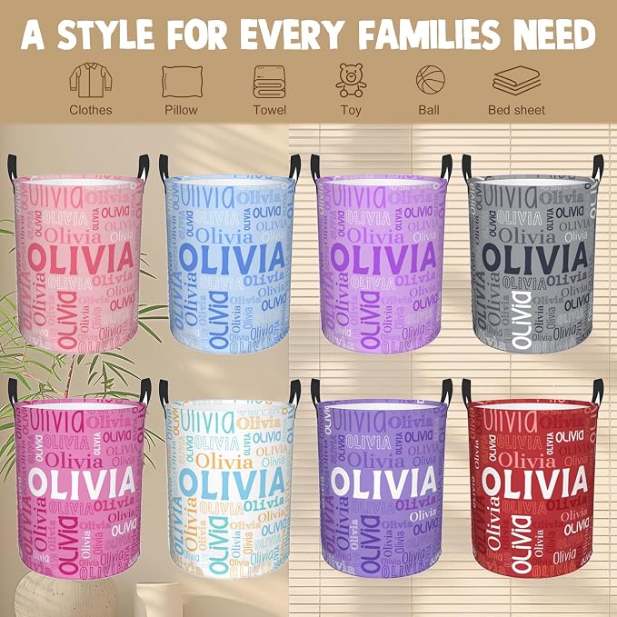 Custom Name Laundry Hamper, Personalized Laundry Basket - Image 6