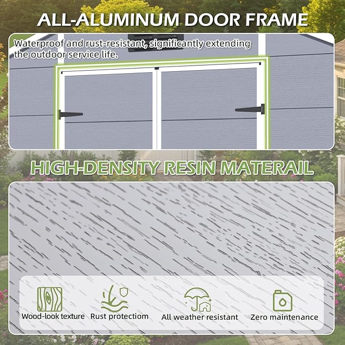 8 x 12 FT Plastic Garden Shed, Plastic Tool Shed - Image 6