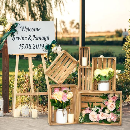 6 Pcs Wooden Crates for Display, Nesting Wood Crate for Storage, 6 Size | - Image 2