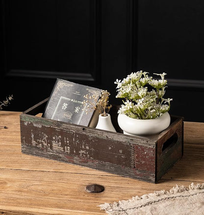 TIMRIS Farmhouse Distressed Wooden Storage Box, Rustic Bathroom Decor Box - Image 9